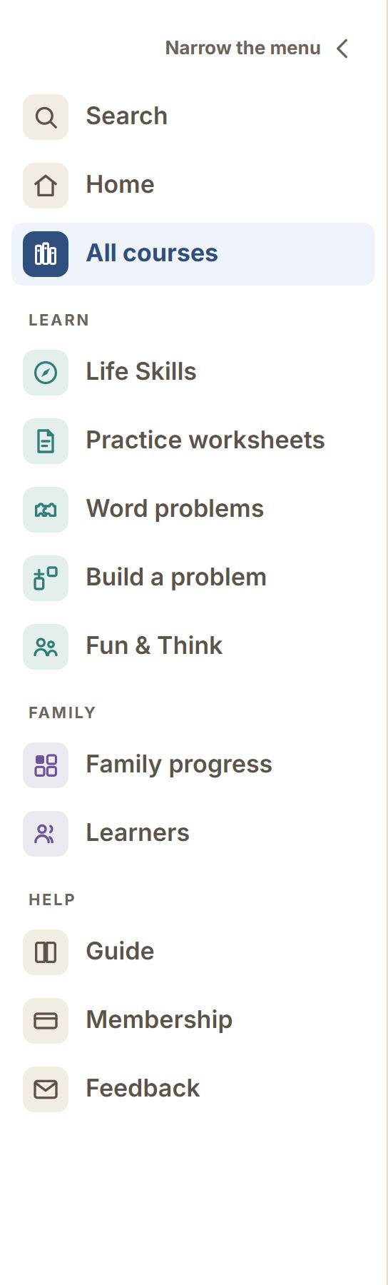 The menu on a computer, in its three groups.
