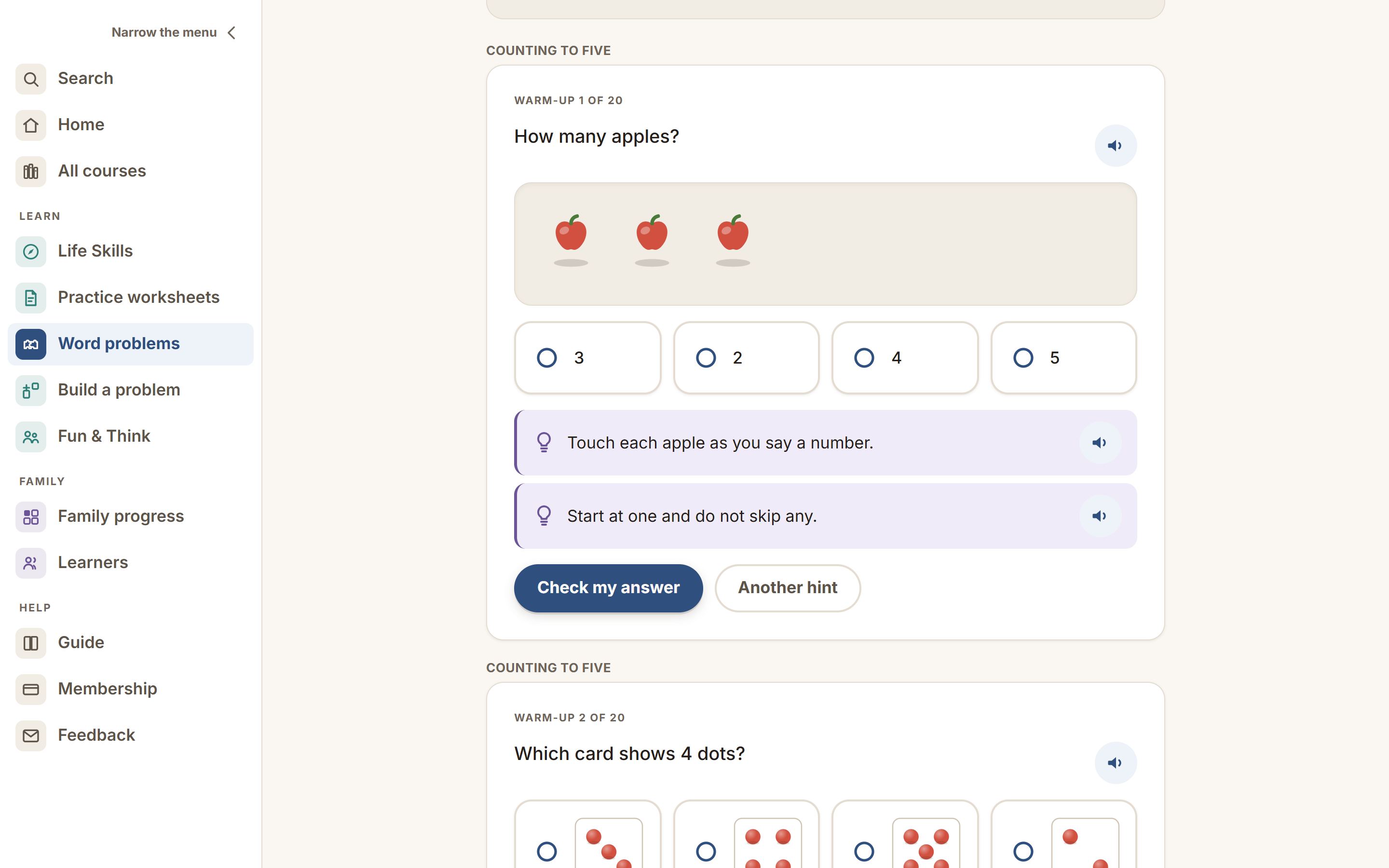 Each tap on the hint button reveals one more rung, and no more.